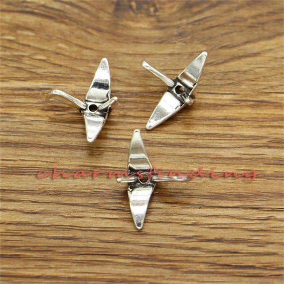 20pcs Swan or Crane Charm 3D Charms Antique Silver Tone 14x21mm cf3299