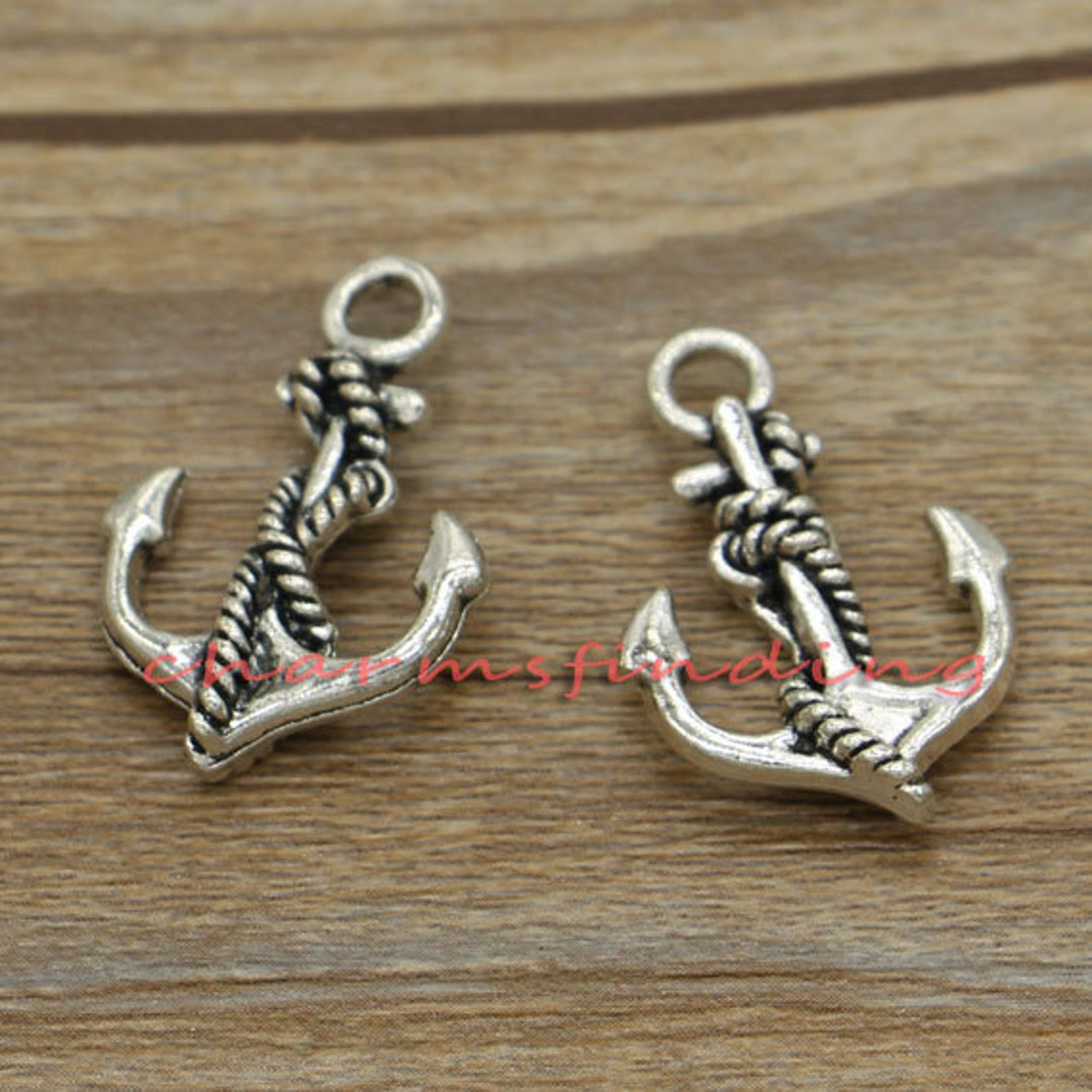 20 Boat Anchro Charms 17mm Wholesale Antqued Slver Plated Ocean