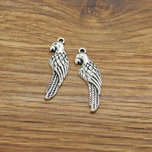 20pcs Parrot Charms Bird Charms Antique Silver Tone 10x35mm cf3946