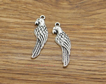 20pcs Parrot Charms Bird Charms Antique Silver Tone 10x35mm cf3946