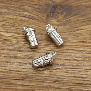 6pcs Coffee Cup 3D Charm Coffee Charms Drink Charms Antique Silver Tone 10x21x10mm cf3923