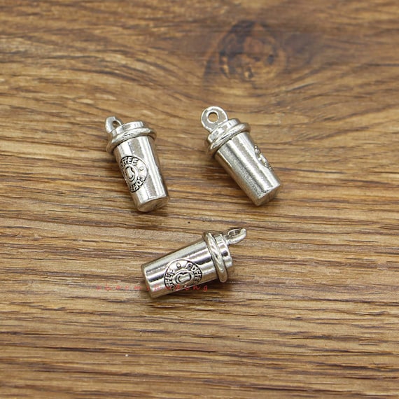 6pcs Coffee Cup 3D Charm Coffee Charms Drink Charms Antique Silver Tone 10x21x10mm cf3923
