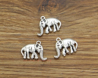 15pcs Elephant Charms Pendants Antique Silver Tone 16x20mm cf3994