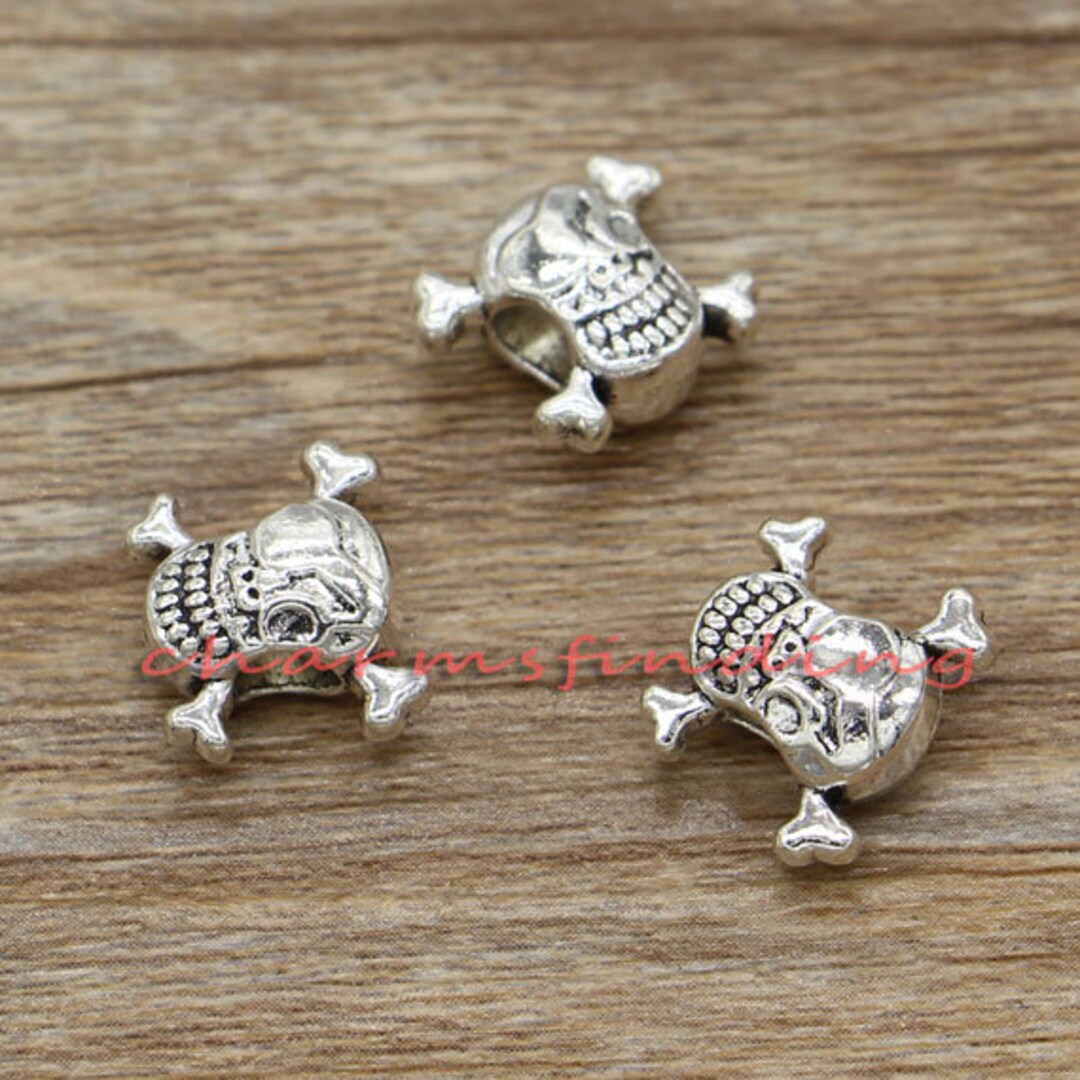 15pcs Skull Beads Spacers Charms Halloween Charms Large Hole - Etsy