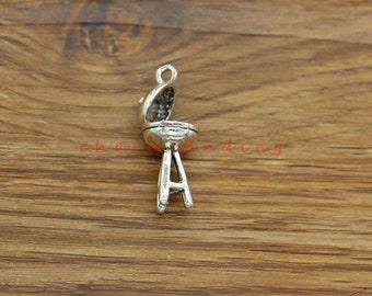 10pcs BBQ Grill Charms Pendants 3D Barbeque Charms Antique Silver Tone 11x27x10mm cf4608