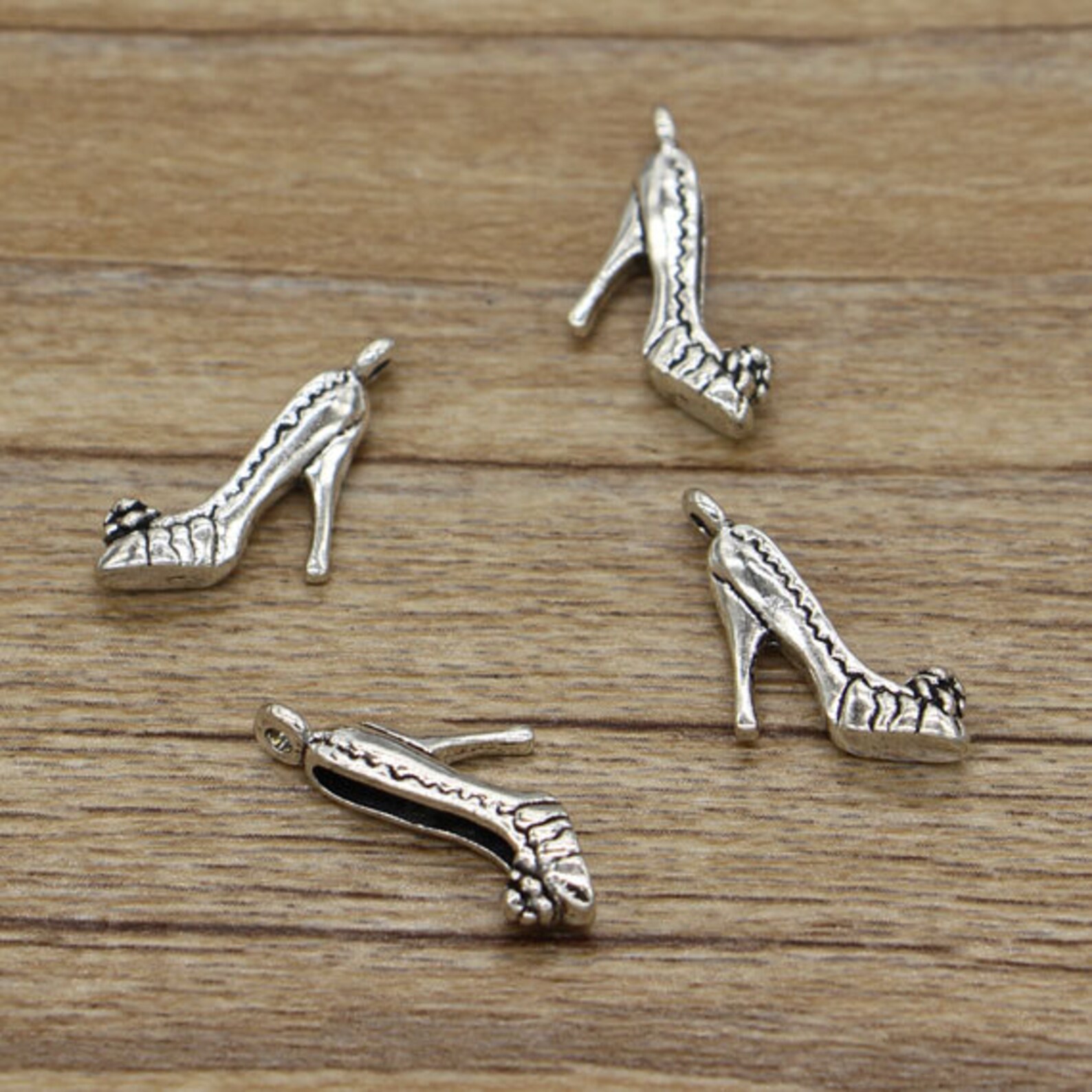 30pcs High Heel Shoe Charms 3D Charms Antique Silver Tone Etsy