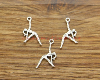 35pcs Gymnastics Girl Charms Sports Charms Fitness Charms Antique Silver Tone 13x27mm cf4950