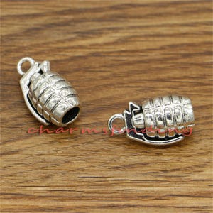 10pcs Grenade Charms 3D Charm Antique Silver Tone 22x13mm cf1207