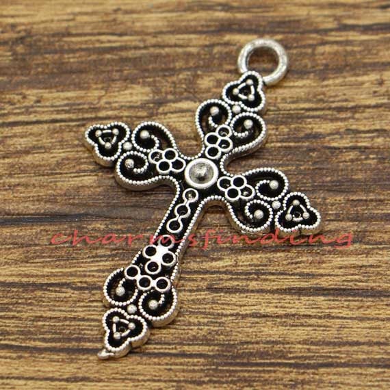15pcs Cross Pendants Charms Religious Charms Antique Silver Etsy