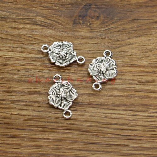 20pcs Flower Connector Charms Pulm Flower Charm Antique Silver - Etsy