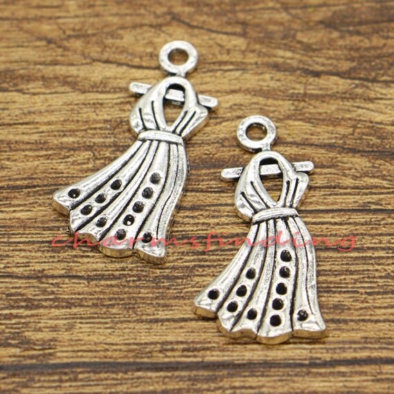 20pcs Dress Charms Fashion Charms Antique Silver Tone 34x17mm Etsy