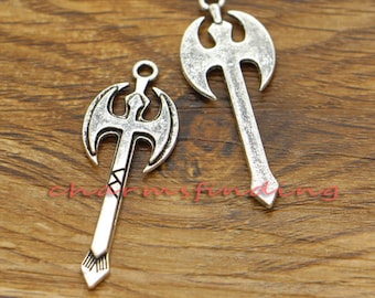 20pcs Hatchet Charms 2 Sided Halloween Charms Antique Silver Charms 14x37mm cf2853