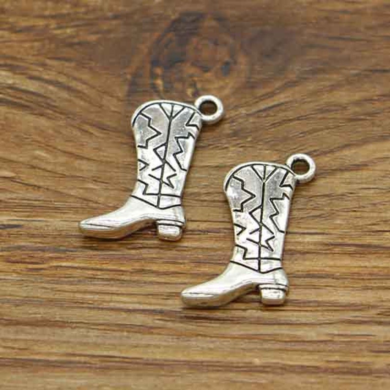 20pcs Cowboy Boot Charms Shoe Charms Antique Silver Tone - Etsy
