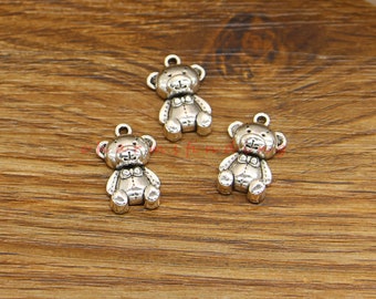20pcs Bear Charms Animal Charms Antique Silver Tone 11x17mm cf4705