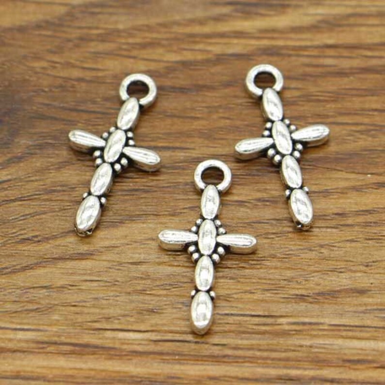 20pcs Cross Charms Religious Charms Antique Silver Tone Etsy