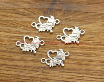 25pcs Cheerleader Charms Love to Cheer Charms Antique Silver Tone 23x15mm cf5154