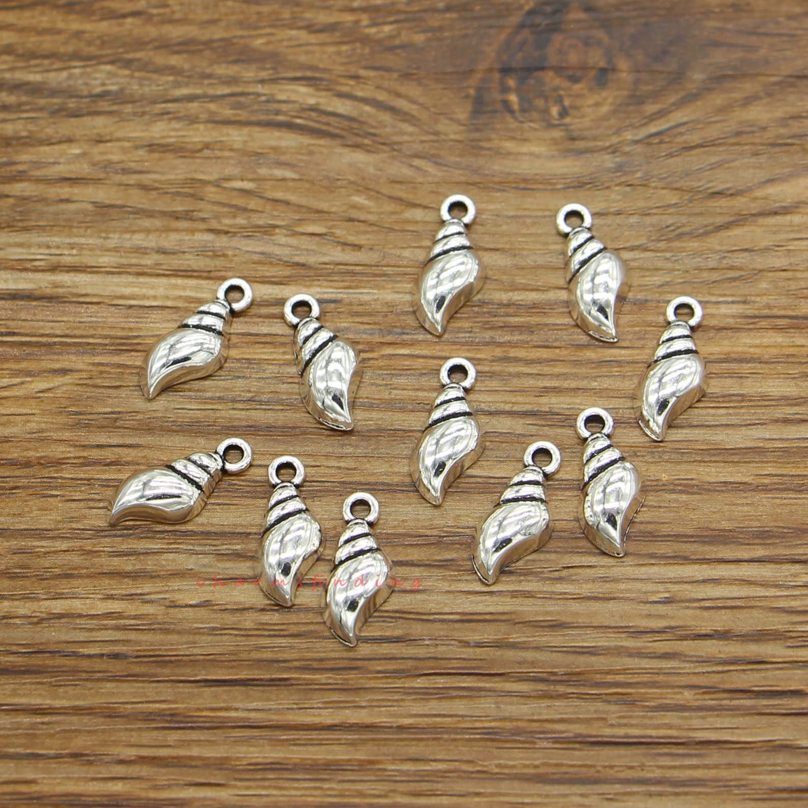 100pcs Seashell Charms Conch Charms Antique Silver Tone 7x16mm - Etsy