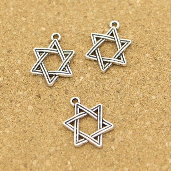 30pcs Star of David Charms Antique Silver Tone Findings Jewelry Making 20x14mm cf0596