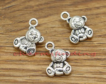 20pcs Bear Charms Animal Charms Antique Silver Tone 11x16mm cf1391