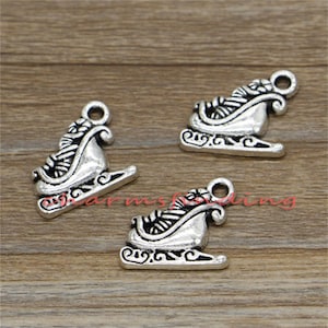 30pcs Santa Sleigh Charms Christmas Charms Antique Silver Tone 18x19mm cf1846