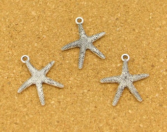 20pcs Starfish Charms Beach Sea Charms Antique Silver Tone 21x26mm cf0637