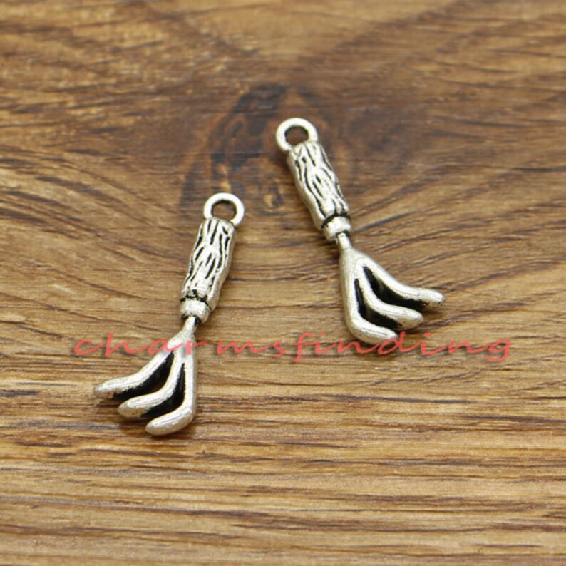 20pcs Rake Charms Tool Charms Antique Silver Tone 26x10mm cf0728