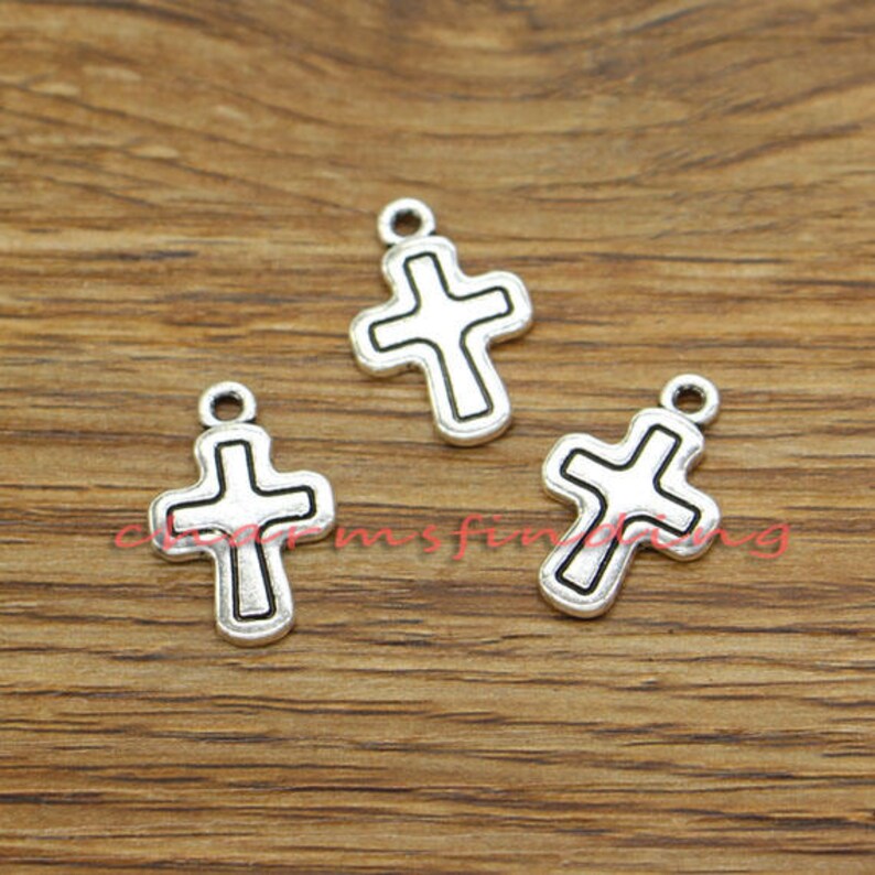 30pcs Cross Charms Religious Bulk Charms Antique Silver Tone Etsy