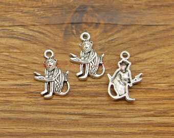 35pcs Monkey Charms Zoo Charms Antique Silver Tone 14x20mm