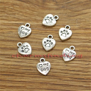 40 sztuk Love My Dog Charms Miłośnik psów Charms Antyczny srebrny odcień 10 x 13 mm cf3240