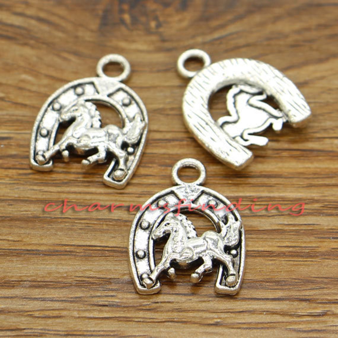 20pcs Horse and Horseshoe Charms Antique Silver Tone 18x23mm Etsy