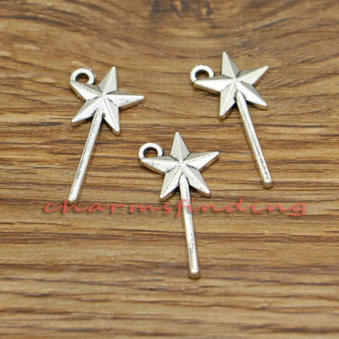 Magic Charm Examples 50pcs Magic Wand Charms Magician Charm Antique Silver Tone 26x13mm ...