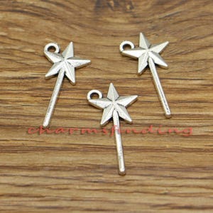 50pcs Magic Wand Charms Magician Charm Antique Silver Tone 26x13mm cf1567