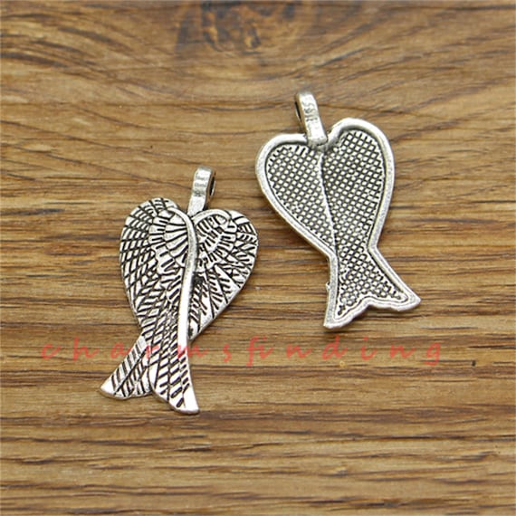 20pcs Angel Wings Charm Wings Antique Silver Tone 16x29mm Cf3608