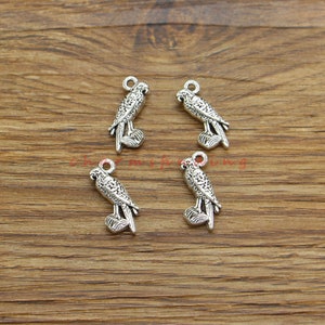 30pcs Parrot Charms Bird Charms Antique Silver Tone 9x18mm cf4349