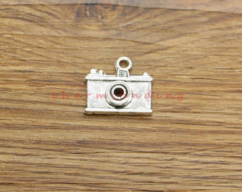 8 st stora kameraberlocker fotografberlock antik silverfärgad 21 x 23 mm cf4324