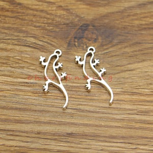 20pcs Gecko Charms Desert Charms Antique Silver Tone 12x32mm cf4246