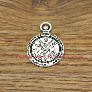 20pcs Pocket Watch Charms Antique Silver Tone 22x29mm cf3085