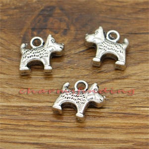 20 Stück Hund Charms Tier Kleiner Scottie Hund Charm Antik Silber 16x14mm cz0580