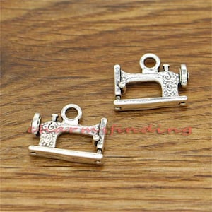 20pcs Sewing Machine Charm 2 Sided Charms Antique Silver Tone 20x16mm cf1628