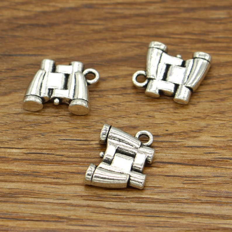 15pcs Binocular Charms 3D Telescope Antique Silver Tone 13x17mm cf2204 image 2