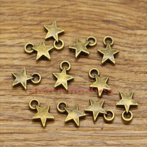 100pcs Small Star Charms Double Sided Charms Bulk Tiny Size Antique Bronze Tone 14x11mm cf2523