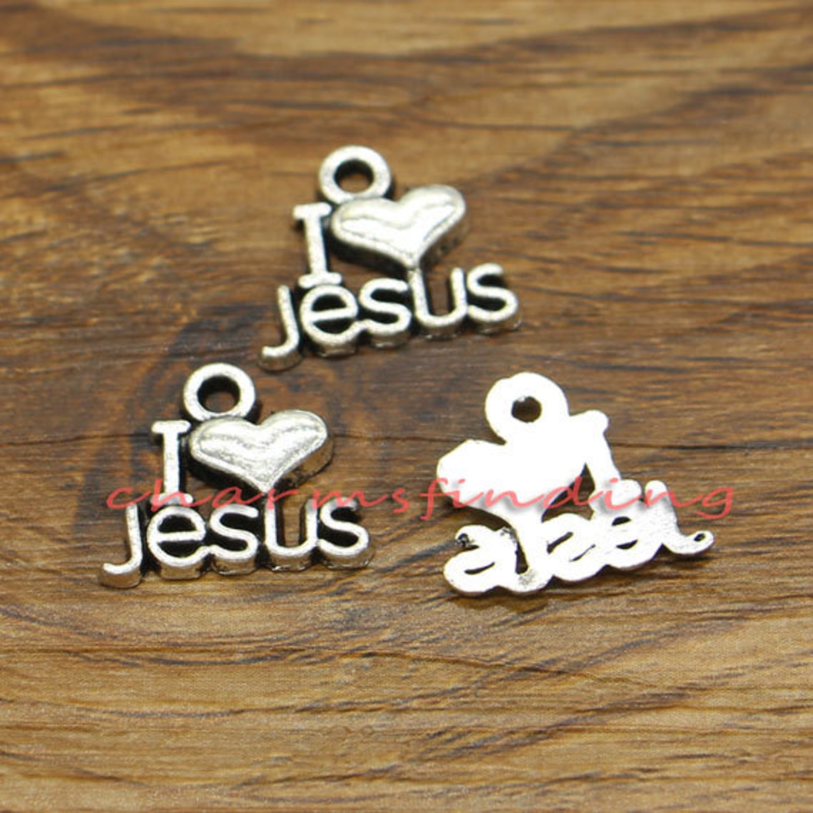 Oxidized I Love Jesus Charm