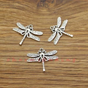 20pcs Dragonfly Charms Insect Fly Charms Antique Silver Tone 25x20mm cf3695