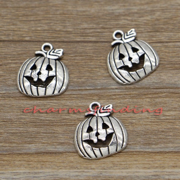 30pcs Pumpkin Charms Halloween Charm Antique Silver Tone 18x16mm cf0227