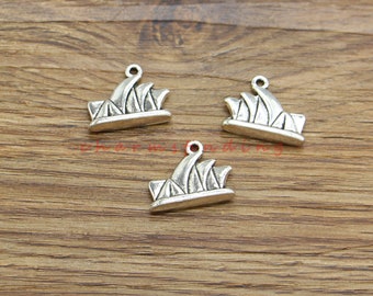 15pcs Sydney Opera House Charm Building Art Charm Antique Silver Tone 18x15mm cf4322