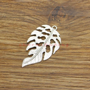 10pcs Large Leaf Charm Tree Leaves Charms Antique Silver Tone 26x45mm cf4638