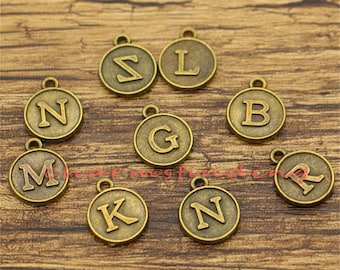 26 A-Z Alphabet Letter Charms Letter Charms Initials Monogram Add on Charms Antique Bronze Tone 12x12x15mm cf1747