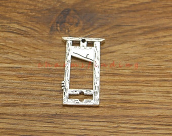 10 st. Giljotinberlocker, hängen för Halloween-örhängen, franska giljotinhängen, gör-det-själv, antik silverfärgad, 21 x 37 mm cf4821