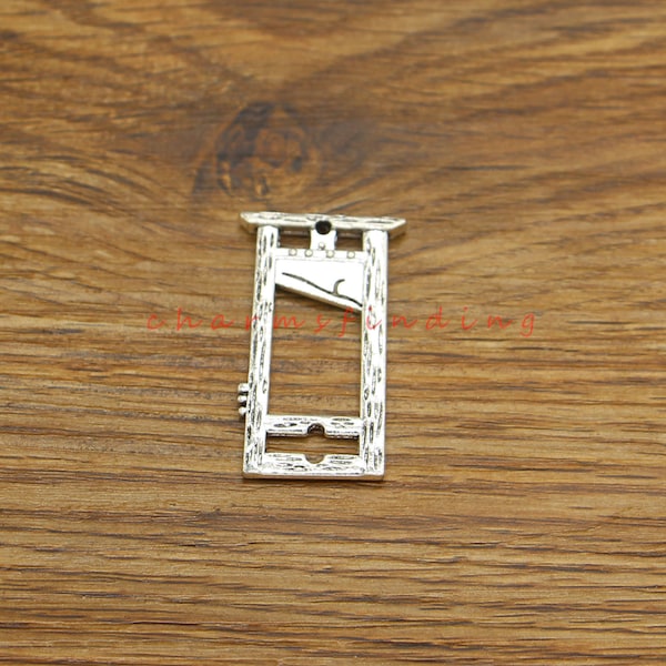 10pcs Guillotine Charms Pendants For Halloween Earring French Guillotine Dangles DIY Antique Silver Tone 21x37mm cf4821