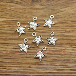 50pcs Star Charms Love You Charms Word Charms Antique Silver Tone 12x15mm cf3622